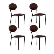 Conjunto com 4 Cadeiras Elipse Revestivemento Sintético Café e Preto