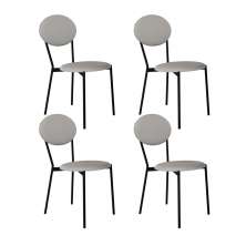Conjunto com 4 Cadeiras Elipse Revestivemento Sintético Cinza Claro e Preto