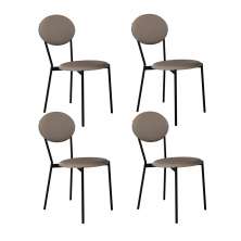 Conjunto com 4 Cadeiras Elipse Revestivemento Sintético Cinza e Preto