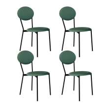 Conjunto com 4 Cadeiras Elipse Revestivemento Sintético Verde e Preto