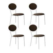 Conjunto com 4 Cadeiras Elipse Veludo Marrom e Branco