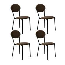 Conjunto com 4 Cadeiras Elipse Veludo Marrom e Preto