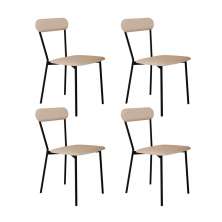 Conjunto com 4 Cadeiras Emília Poliéster Areia e Preto