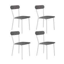 Conjunto com 4 Cadeiras Emília Poliéster Prata e Branco