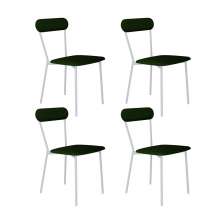 Conjunto com 4 Cadeiras Emília Poliéster Verde Musgo e Branco