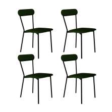 Conjunto com 4 Cadeiras Emília Poliéster Verde Musgo e Preto