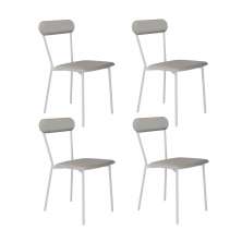 Conjunto com 4 Cadeiras Emília Revestimento Sintético Cinza Claro e Branco