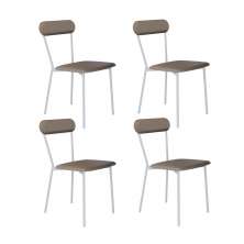 Conjunto com 4 Cadeiras Emília Revestimento Sintético Cinza e Branco