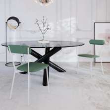 Conjunto com 4 Cadeiras Emília Revestimento Sintético Verde e Branco