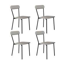 Conjunto com 4 Cadeiras Emília Revestivemento Sintético Cinza Claro e Preto