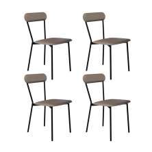 Conjunto com 4 Cadeiras Emília Revestivemento Sintético Cinza e Preto