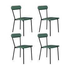 Conjunto com 4 Cadeiras Emília Revestivemento Sintético Verde e Preto