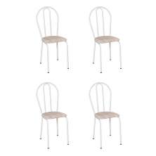 Conjunto com 4 Cadeiras Madryn Bege e Branco
