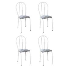 Conjunto com 4 Cadeiras Madryn Cinza Listrado e Branco