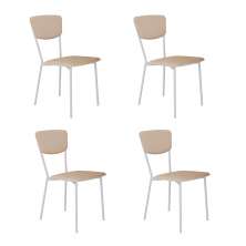Conjunto com 4 Cadeiras Retrô Poliéster Areia e Branco