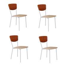 Conjunto com 4 Cadeiras Retrô Poliéster Areia e Caramelo com Branco