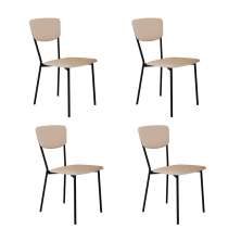 Conjunto com 4 Cadeiras Retrô Poliéster Areia e Preto