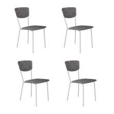 Conjunto com 4 Cadeiras Retrô Poliéster Prata e Branco