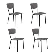 Conjunto com 4 Cadeiras Retrô Poliéster Prata e Preto