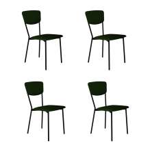 Conjunto com 4 Cadeiras Retrô Poliéster Verde Musgo e Preto