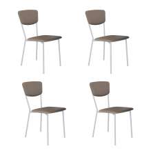 Conjunto com 4 Cadeiras Retrô Revestimento Sintético Cinza e Branco