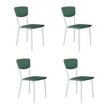 Conjunto com 4 Cadeiras Retrô Revestimento Sintético Verde e Branco