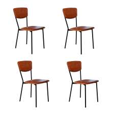 Conjunto com 4 Cadeiras Retrô Revestivemento Sintético Caramelo e Preto