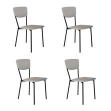 Conjunto com 4 Cadeiras Retrô Revestivemento Sintético Cinza Claro e Preto