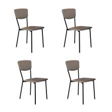Conjunto com 4 Cadeiras Retrô Revestivemento Sintético Cinza e Preto