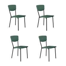Conjunto com 4 Cadeiras Retrô Revestivemento Sintético Verde e Preto