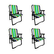 Conjunto com 4 Cadeiras de Praia Peruíbe Preto