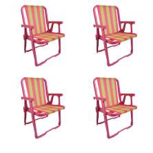 Conjunto com 4 Cadeiras de Praia Peruíbe Rosa