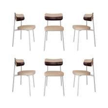 Conjunto com 6 Cadeiras Alloa Polipropileno Areia e Café