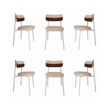 Conjunto com 6 Cadeiras Alloa Polipropileno Areia e Whisky