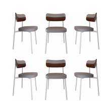 Conjunto com 6 Cadeiras Alloa Polipropileno Cinza Claro e Whisky