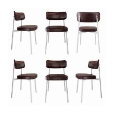Conjunto com 6 Cadeiras Alloa Revestimento Sintético Café e Branco