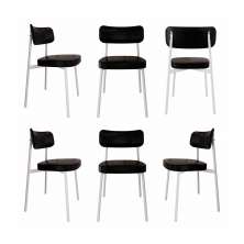 Conjunto com 6 Cadeiras Alloa Revestimento Sintético Preto e Branco