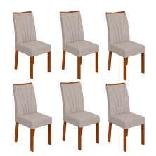 Conjunto com 6 Cadeiras Apogeu Linho Cinza e Frassino