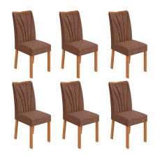 Conjunto com 6 Cadeiras Apogeu Revestimento Sintético Avelã e Amêndoa