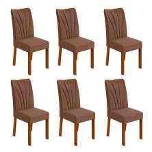 Conjunto com 6 Cadeiras Apogeu Revestimento Sintético Avelã e Frassino