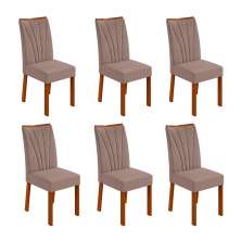 Conjunto com 6 Cadeiras Apogeu Suede Bege e Frassino