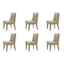 Conjunto com 6 Cadeiras Apolo Luxo Linho Turim e Imbuia