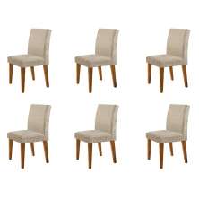 Conjunto com 6 Cadeiras Atenas Suede Amassado Chocolate e Capuccino