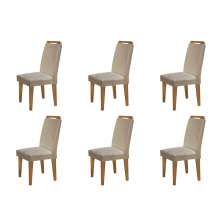 Conjunto com 6 Cadeiras Athenas Linho Turim e Imbuia