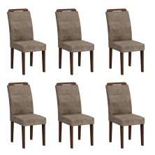 Conjunto com 6 Cadeiras Athenas Suede Animalle Castor e Chocolate