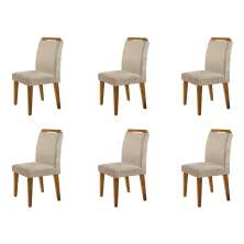 Conjunto com 6 Cadeiras Olivia Suede Amassado Chocolate e Capuccino