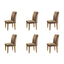 Conjunto com 6 Cadeiras Olivia Suede Animalle Chocolate e Capuccino