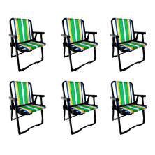 Conjunto com 6 Cadeiras de Praia Peruíbe Preto