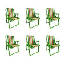 Conjunto com 6 Cadeiras de Praia Peruíbe Verde