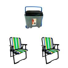 Conjunto de 2 Cadeiras de Praia Perúibe Preto com Caixa Térmica 34 L